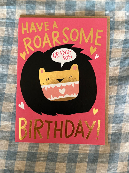 Roarsome Grandson Birthday Card