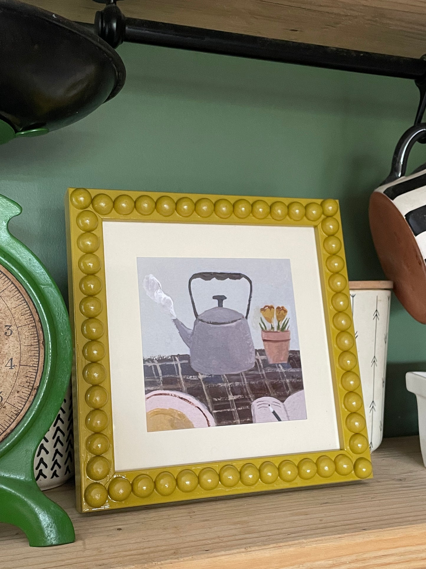 Mustard Bobbin Frame with kettle print