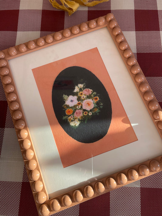 Toffee Wooden Bobbin bobble Frame With BrittanySmith Studio With Wildflower Print