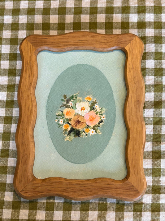 Solid wood wavy frame with Blue Wildflower Brittany Smith art print