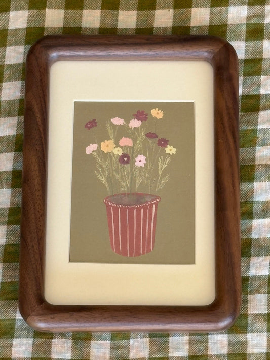 Cosmos  Floral print in wooden frame
