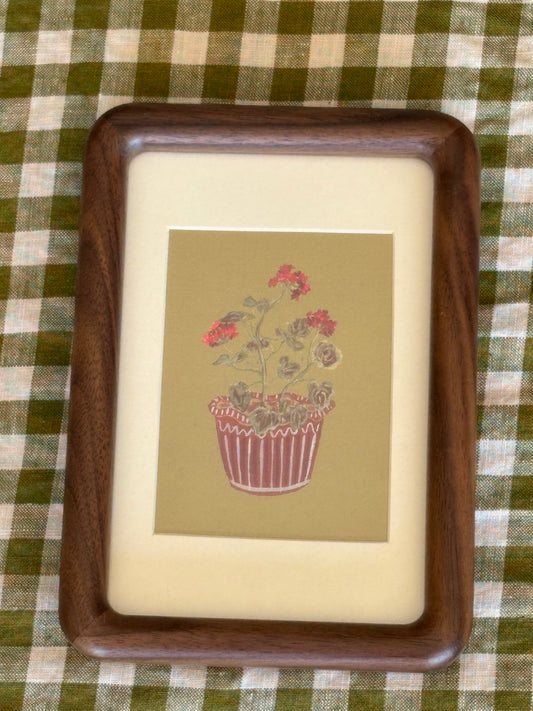 Geranium  Floral print in wooden frame