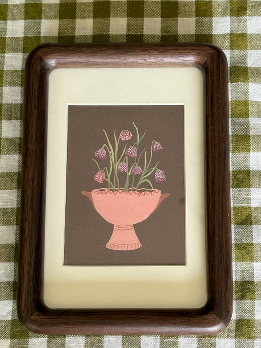 Beautiful floral Fritillaria  print in solid wood frame