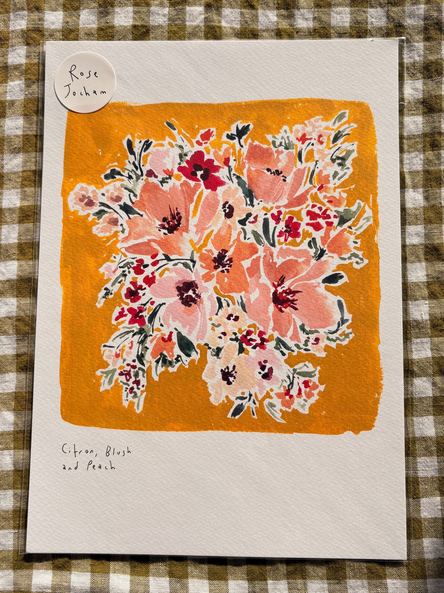 Yellow Floral Wall Art A4  by Rose Jocham