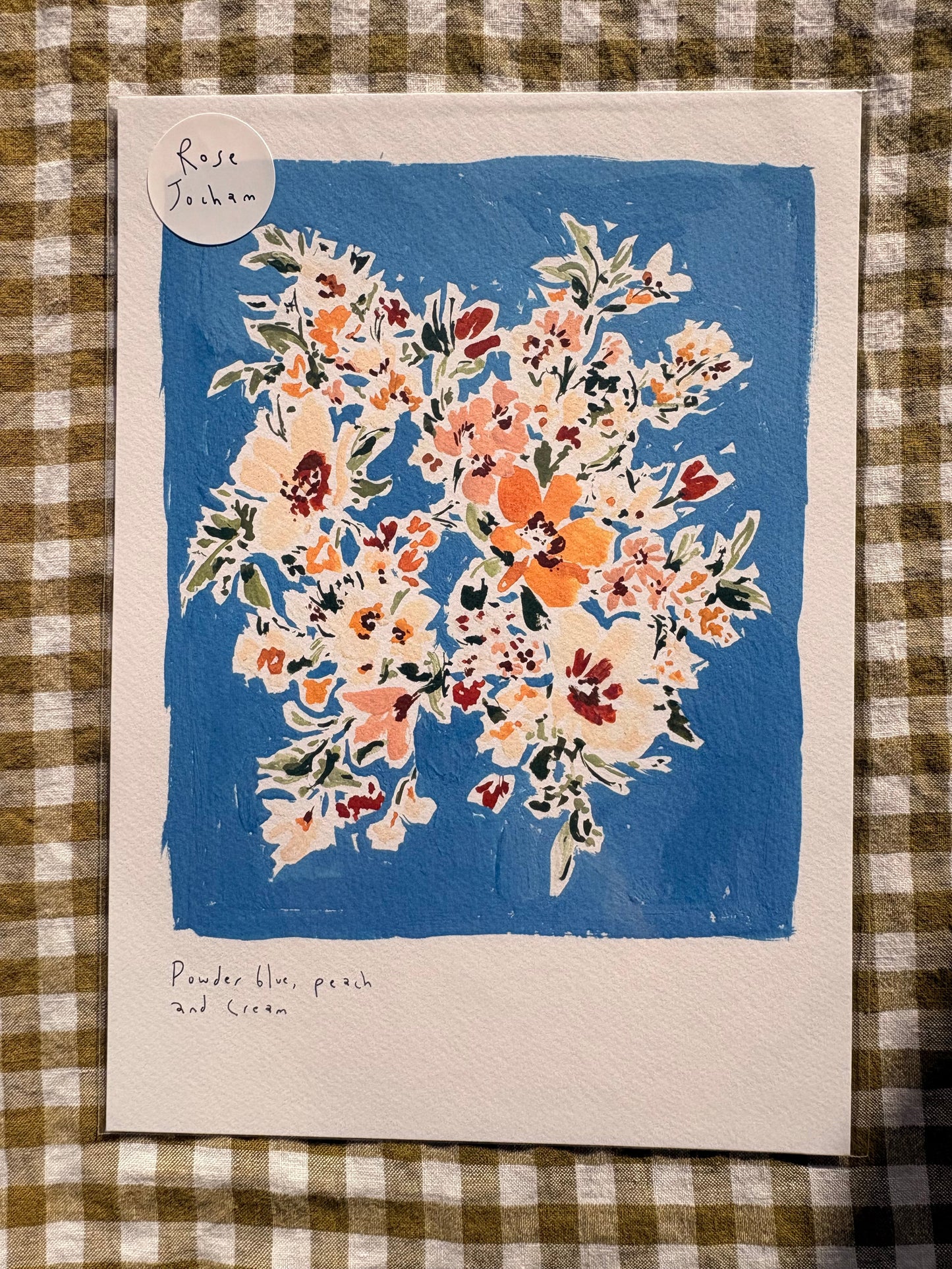 Floral Blue Wall Art Print A4 or A3 Rose Jocham