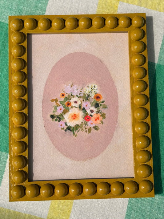 Wooden bobbin frame with Floral Brittany Smith giclee print