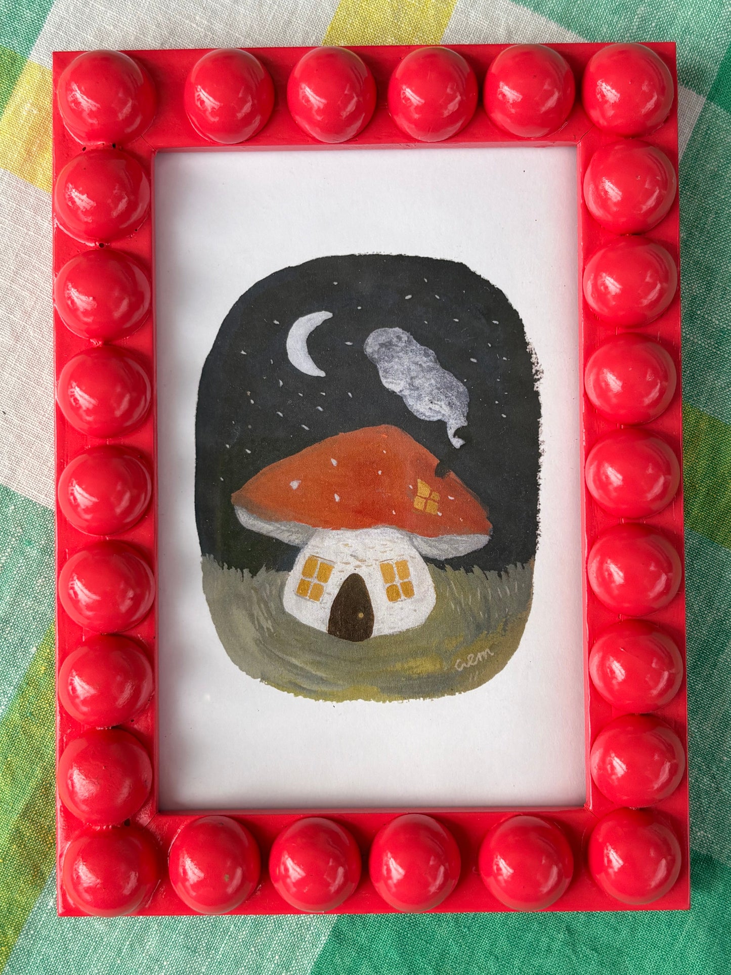 Toadstool framed Bobbin Print