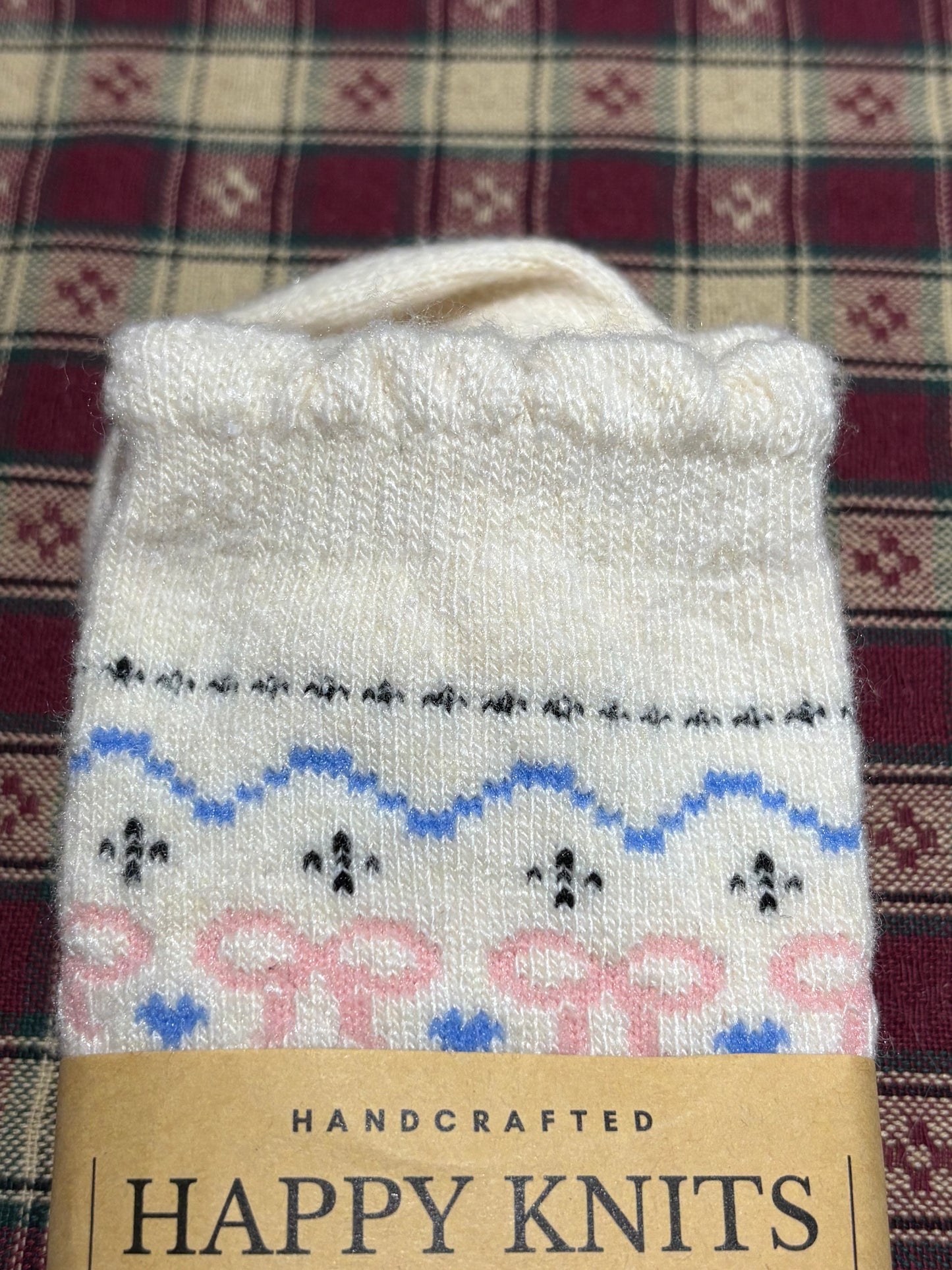 Happy Knits Ruffle And Bows  Knitted Wool Socks