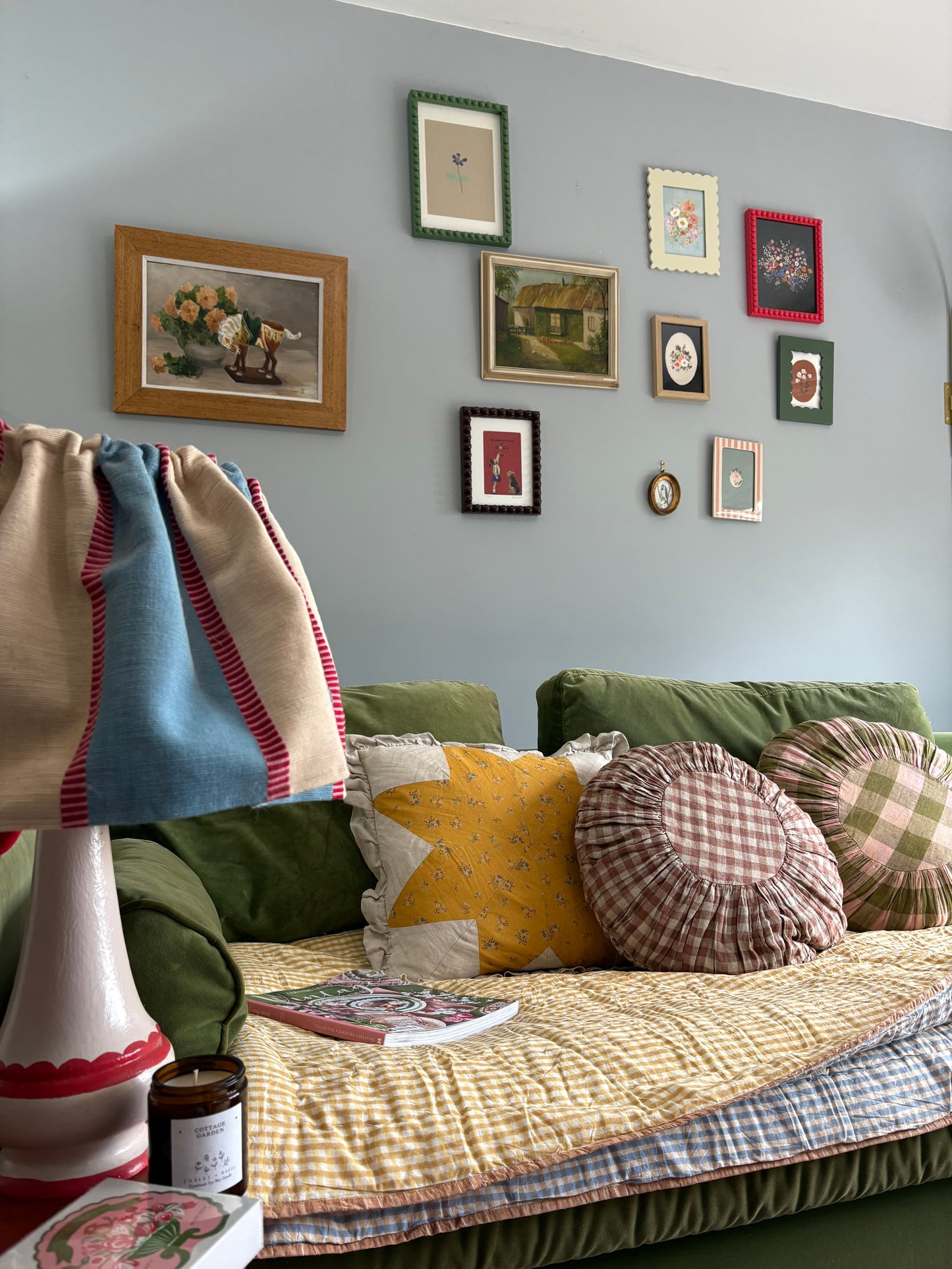 Organic Cotton Quilted Blanket Blue and Mustard