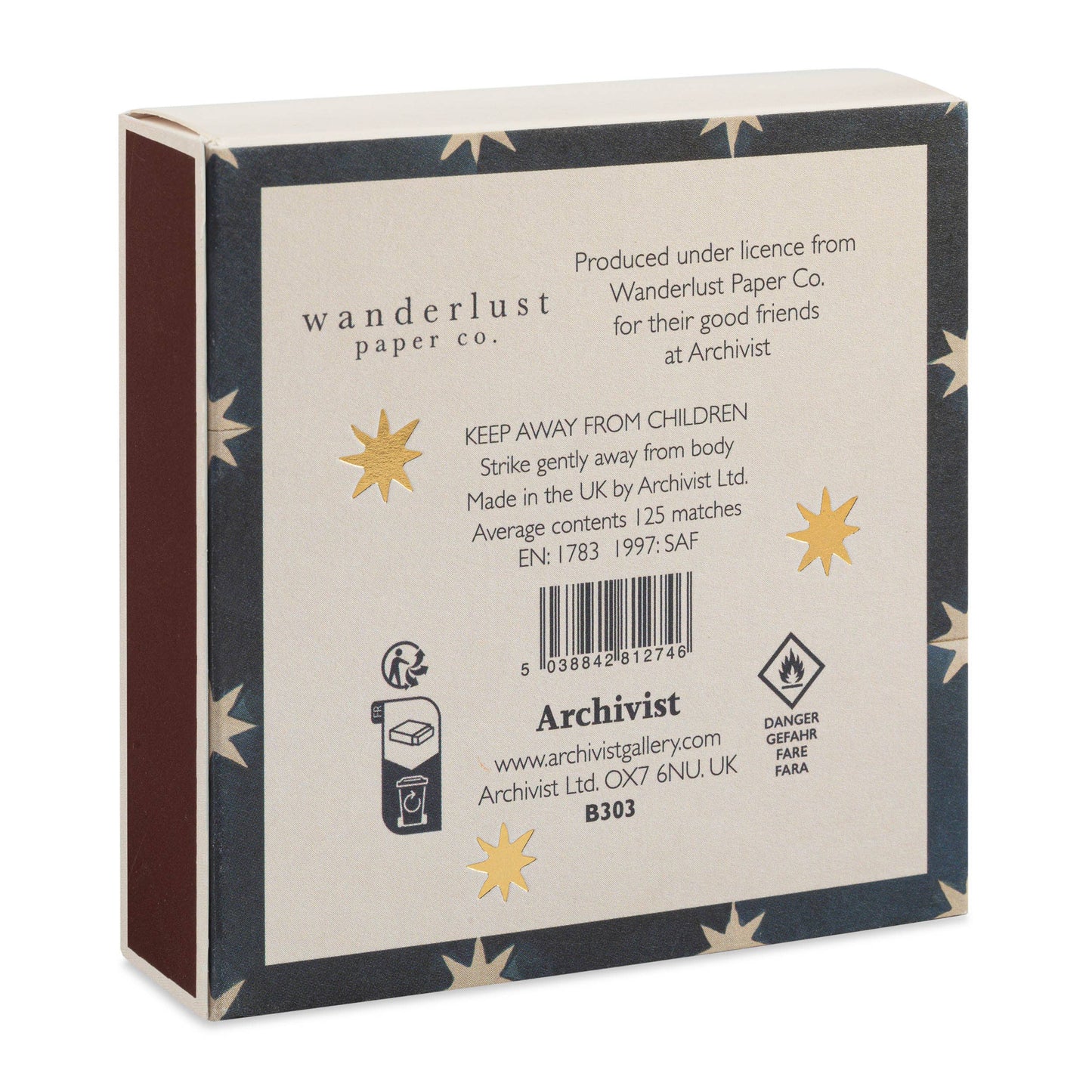 Navy Star Tile | Square - Christmas Safety Matches🎄