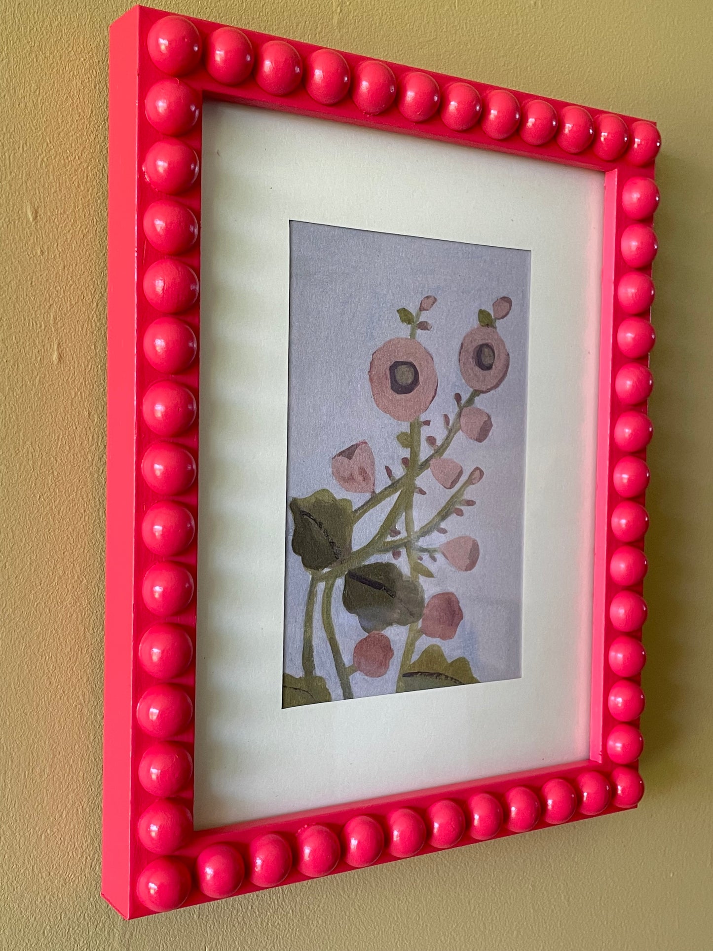 Giclee Hollyhock Print in Bobbin Bobble Frame