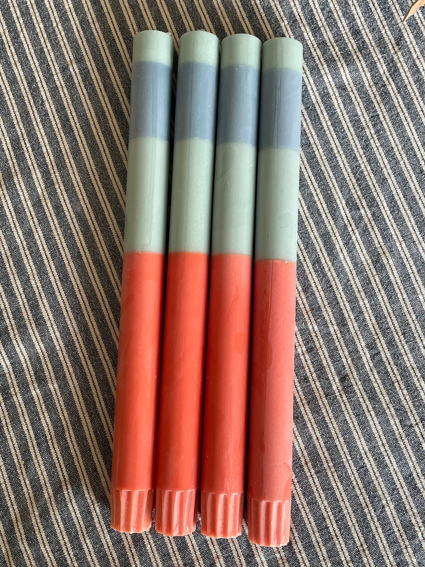 British Colour Standard Striped Candles /Opaline, Pompadour & Rust