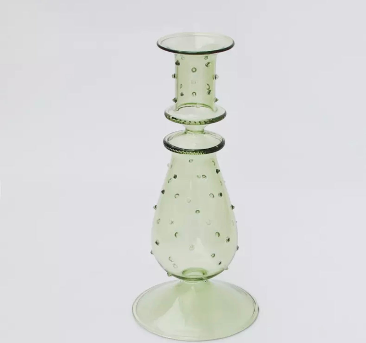 Green  Raised Bubble Glass Candlestick