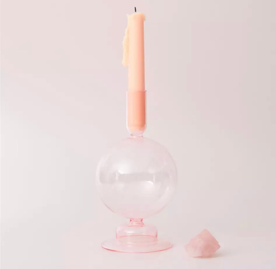 Pink Ball  Glass Candle holder