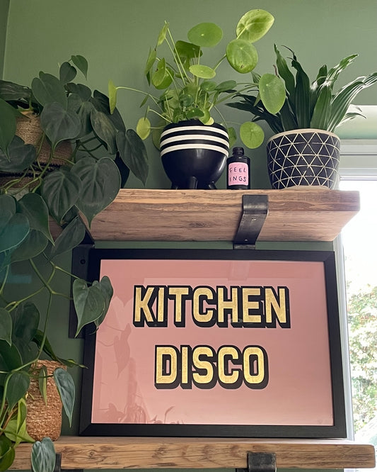 Kitchen Disco, Gold Leaf Typography Art