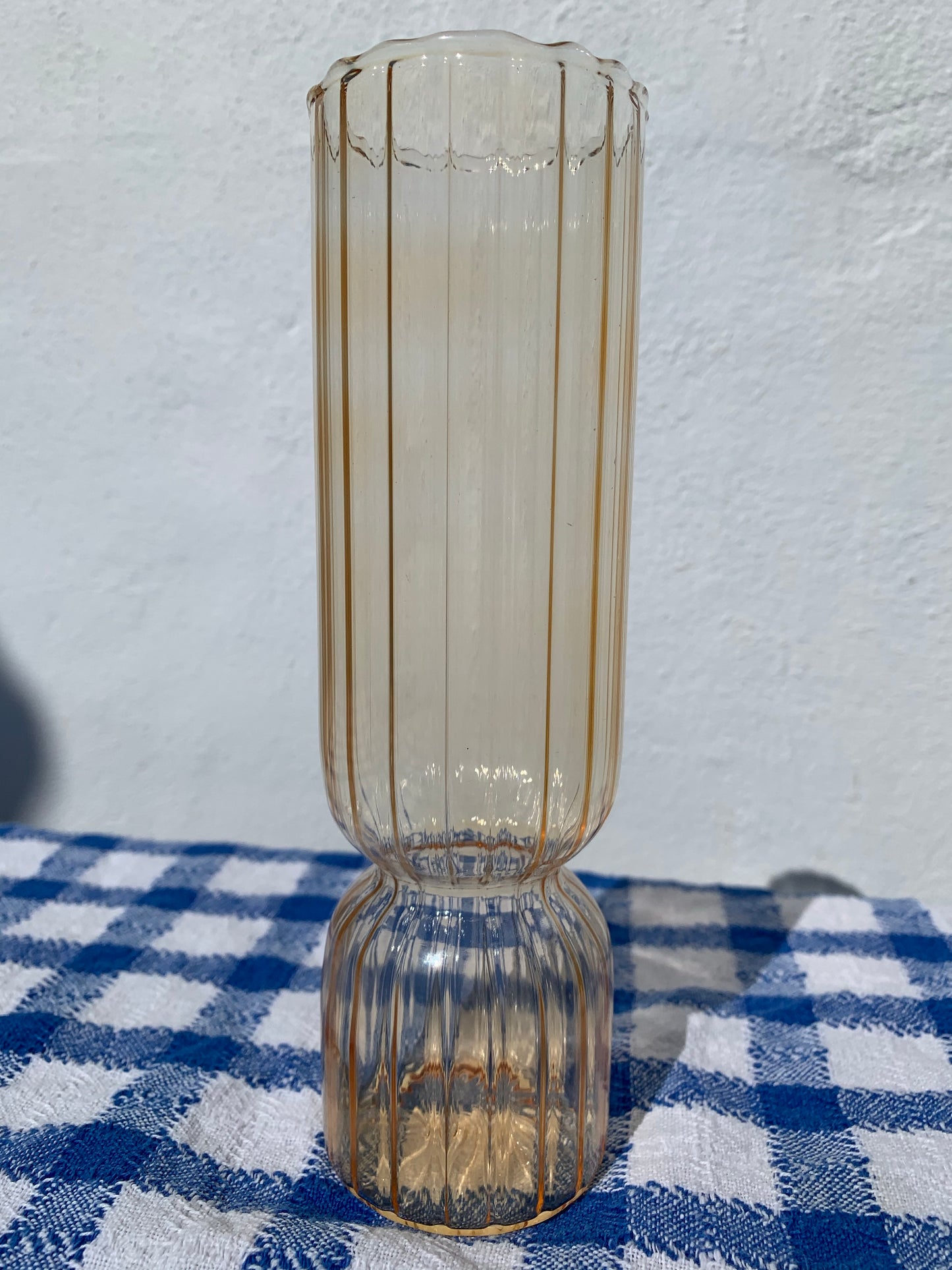 Orange Glass Ribbed Vase