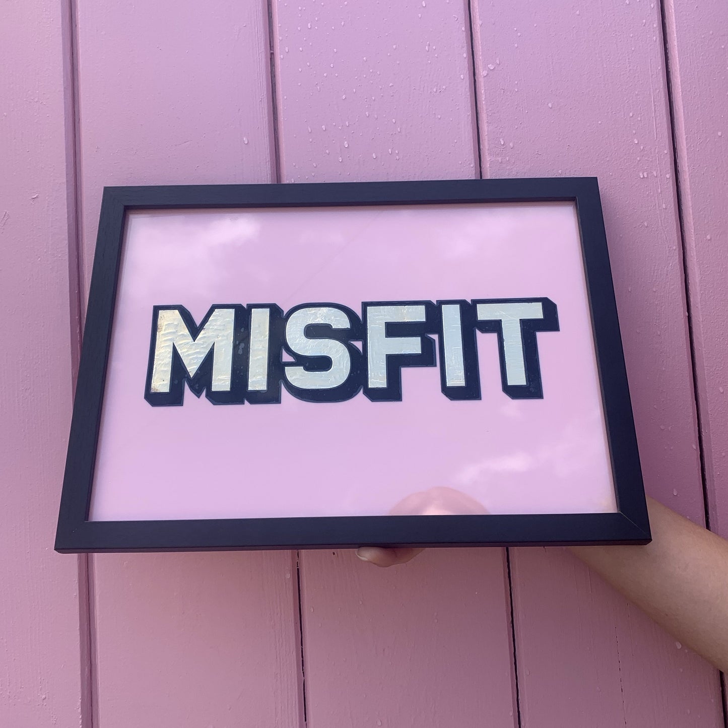 Misfit Framed Gold Leaf Typography Art