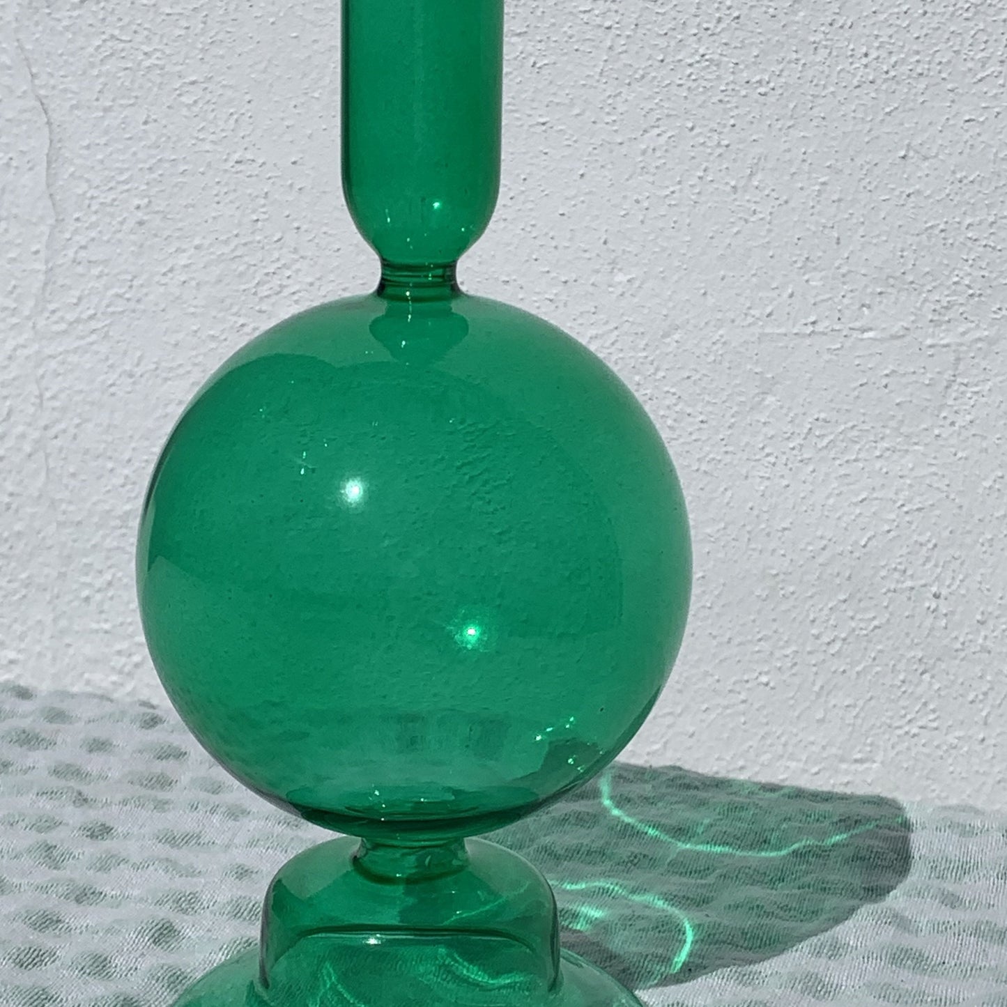 Green Glass Balloon Candlestick