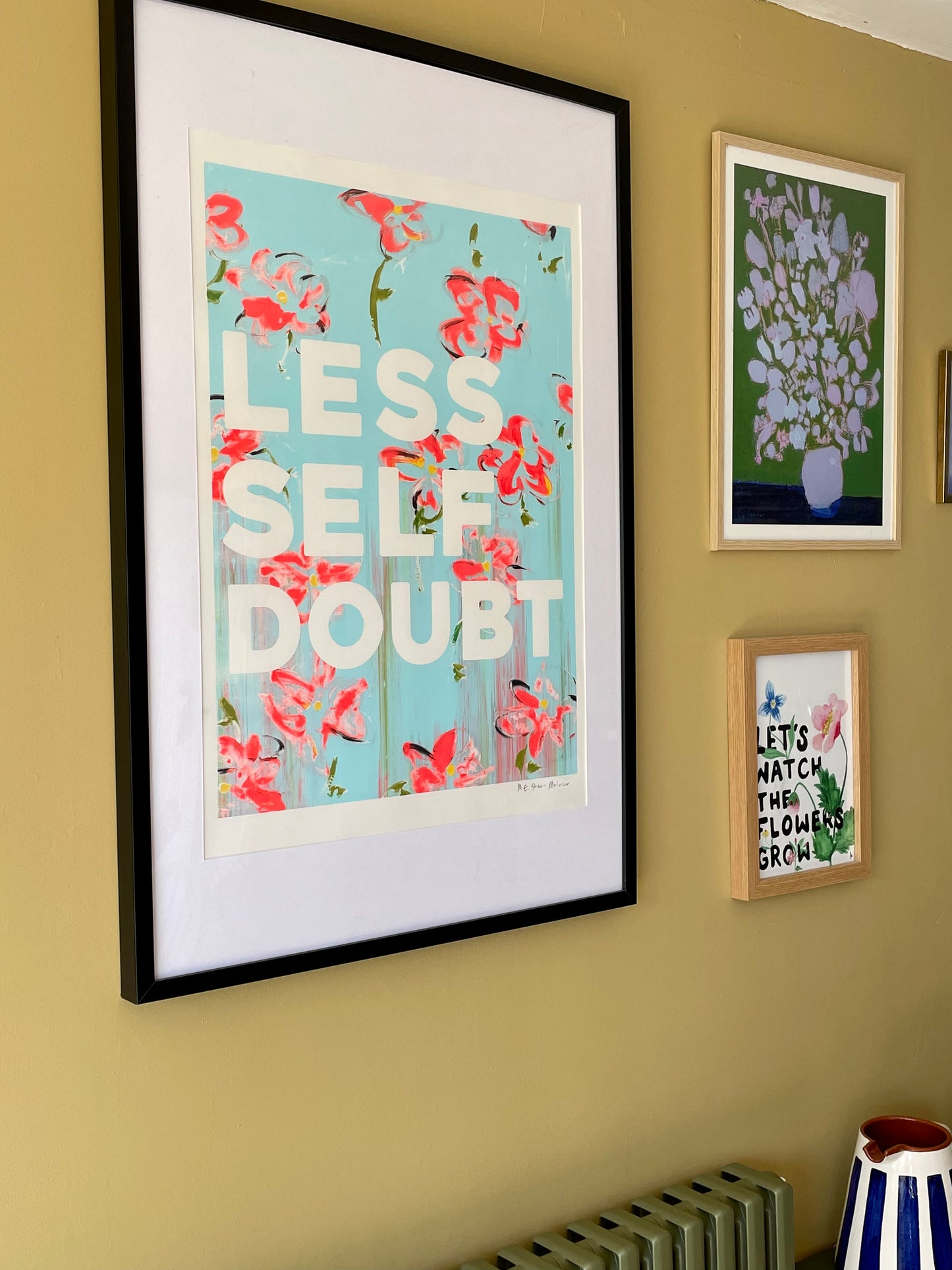 Less Self Doubt Floral Poster WHITE