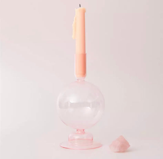 Pink Ball  Glass Candle holder
