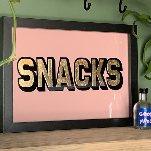 Snacks Gold Leaf Handmade Typography Art