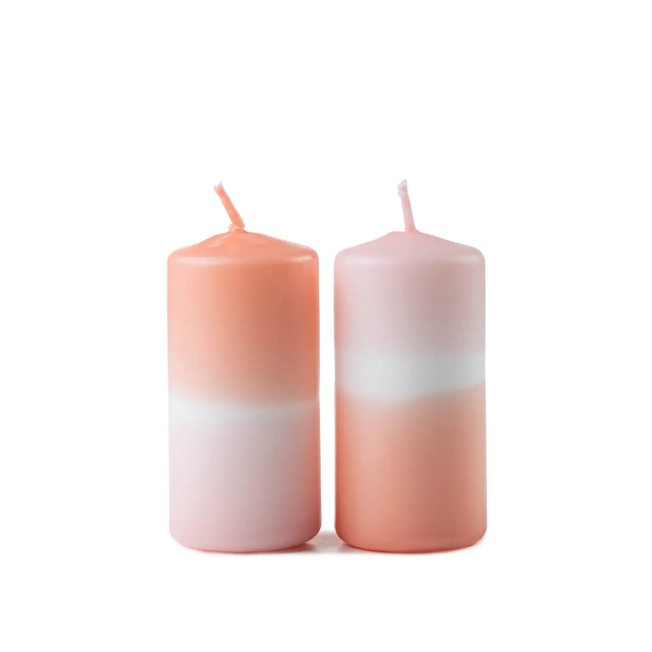 Dip Dye Pillar Candles Pink & Peach
