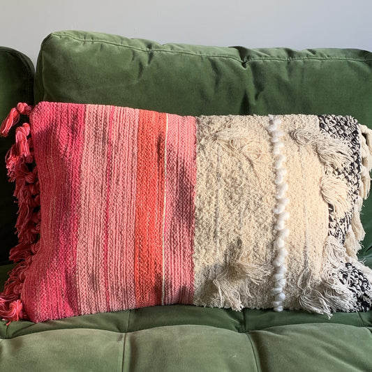 Pink Textured  Boho Cushion Cover