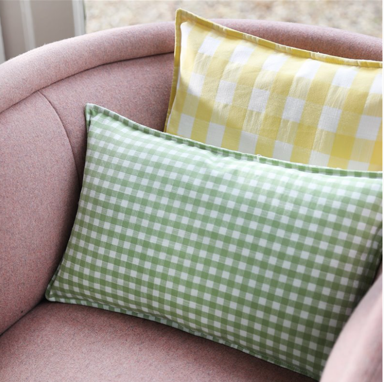 Klevering Yellow Gingham Square Cushion